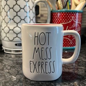 Rae Dunn “Hot Mess Express” mug with pink inside